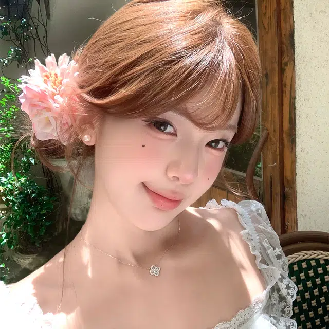 芒果饰品 超仙粉红玫瑰花侧边仿真花海边度假风 布艺 发夹 女款