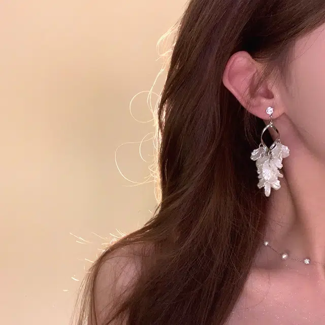 芒果饰品 法式花瓣流苏 铜合金 耳环 女款