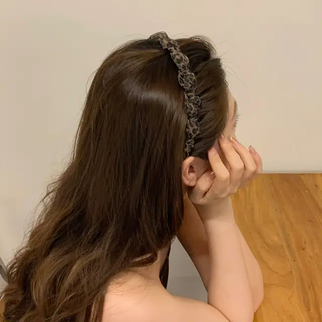 芒果饰品 法式波点豹纹缠绕带齿防滑波浪 布艺 发箍 女款