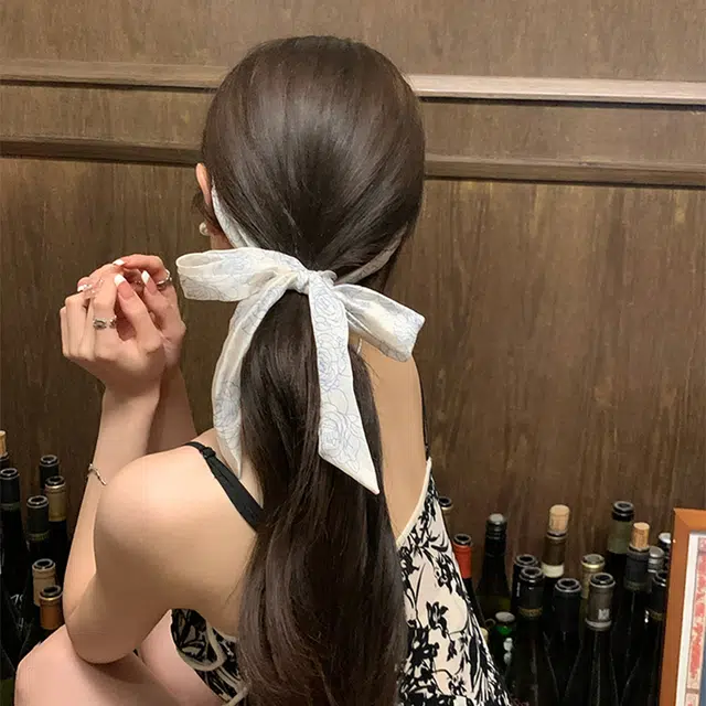 芒果饰品 新中式丝巾绑发飘带 编发丝带 发带 女款
