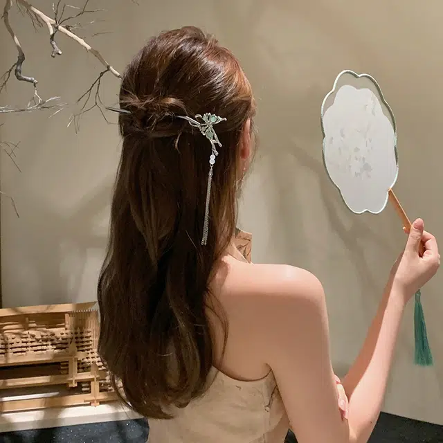 芒果饰品 新中式国风蝴蝶流苏古风步摇 发簪 女款