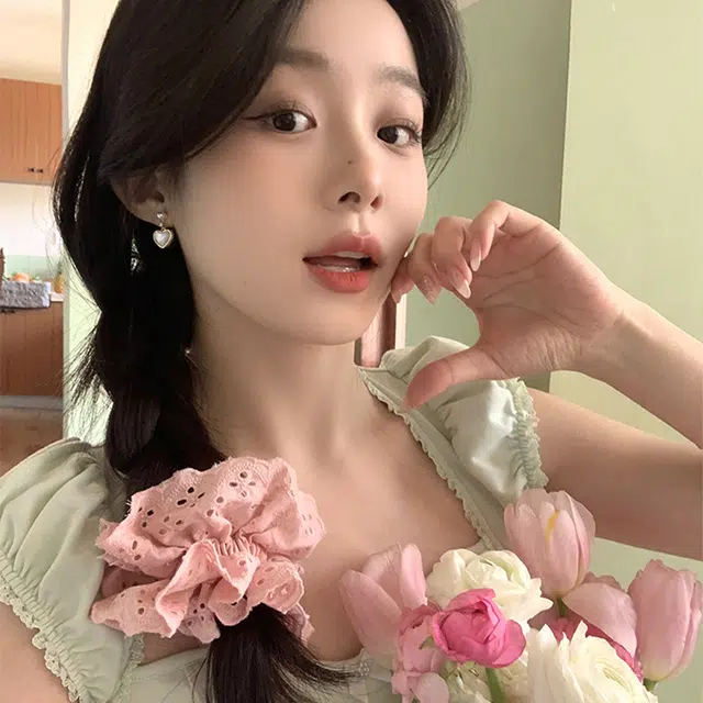 芒果饰品 氛围花边大肠高弹力蕾丝 发圈 女款