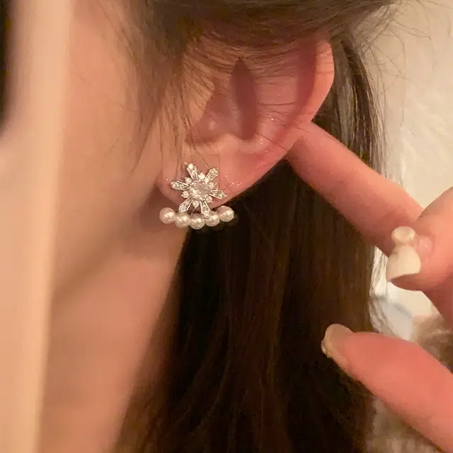 芒果饰品 闪粉圣诞树耳饰 精致轻奢甜美高级感 铜 耳环 女款