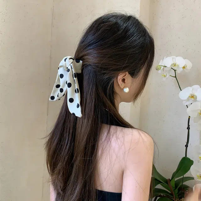 芒果饰品 法式优雅燕尾法式黑白波点 发夹 女款