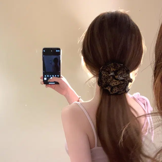 芒果饰品 复古豹纹花朵香蕉夹 布艺 发夹 女款