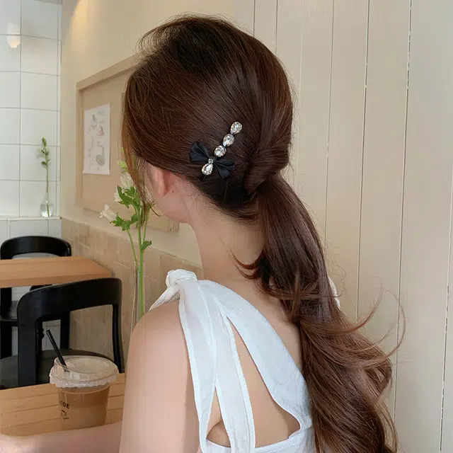 芒果饰品 闪锆蝴蝶结 锆石、丝带 发夹 女款
