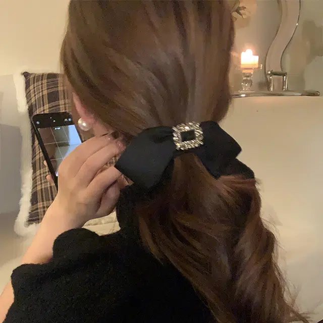 芒果饰品 蝴蝶结缎面后脑勺高级感 发夹 女款