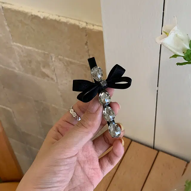 芒果饰品 闪锆蝴蝶结 锆石、丝带 发夹 女款
