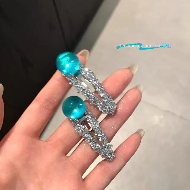 芒果饰品 韩系甜美时尚独特设计高透圆珠细闪碎钻精致细节 合金 发夹 女款