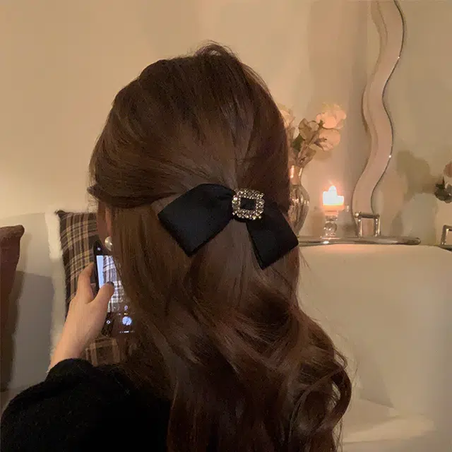 芒果饰品 蝴蝶结缎面后脑勺高级感 发夹 女款