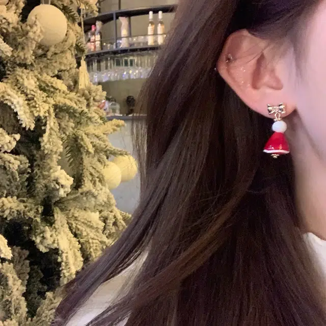 芒果饰品 蝴蝶结圣诞树 合金 耳环 女款