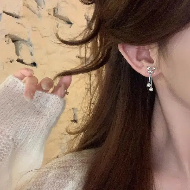 芒果饰品 超仙闪锆蝴蝶珍珠流苏#好运 铜合金 耳环 女款