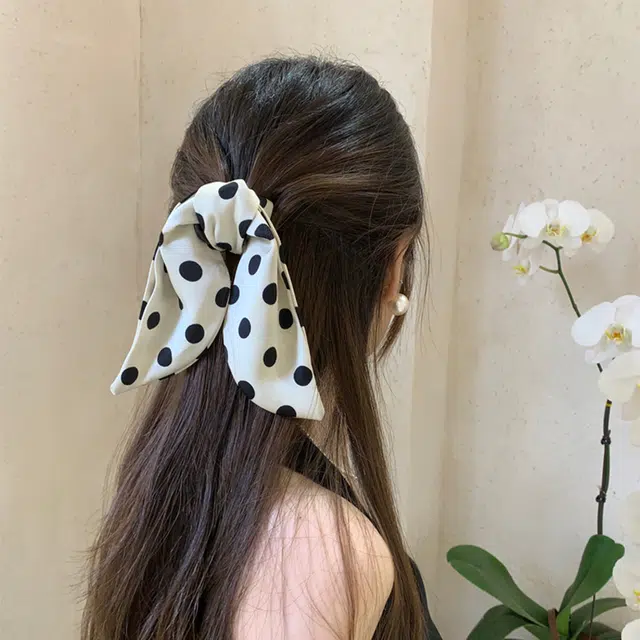 芒果饰品 法式优雅燕尾法式黑白波点 发夹 女款