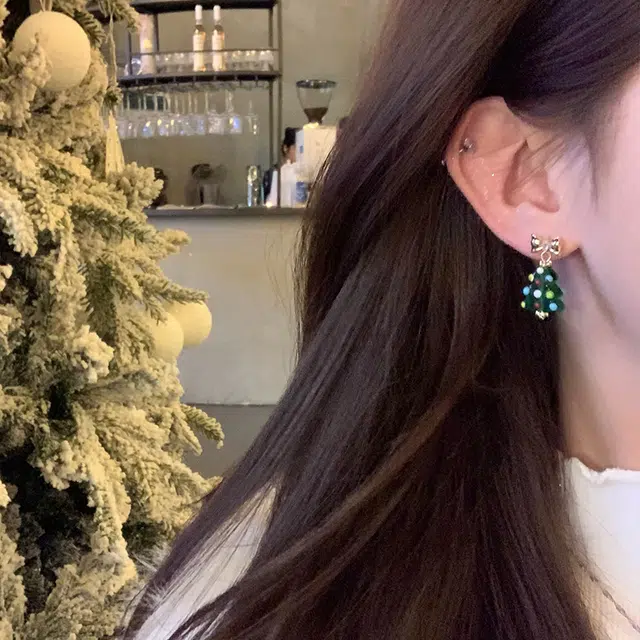 芒果饰品 蝴蝶结圣诞树 合金 耳环 女款