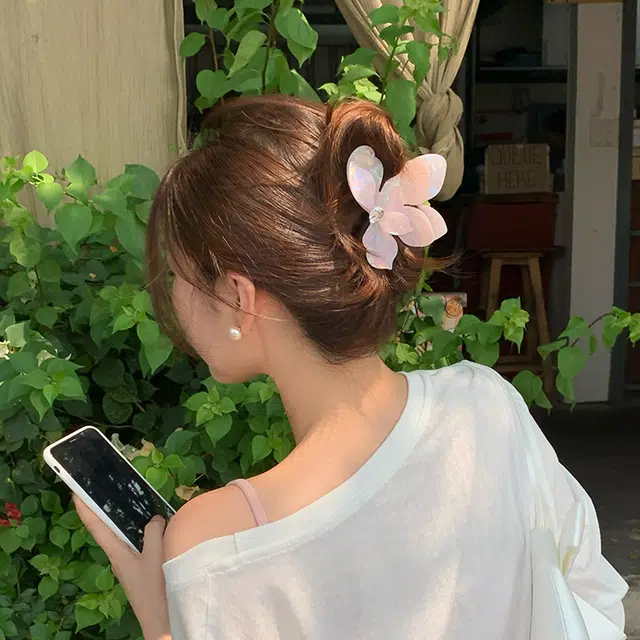 芒果饰品 绝美人鱼姬三角梅花朵抓夹 锆石 发夹 女款