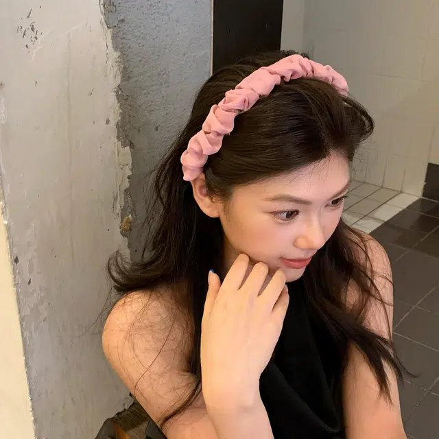 芒果饰品 超仙褶皱泡泡网纱带齿 亚克力 发箍 女款