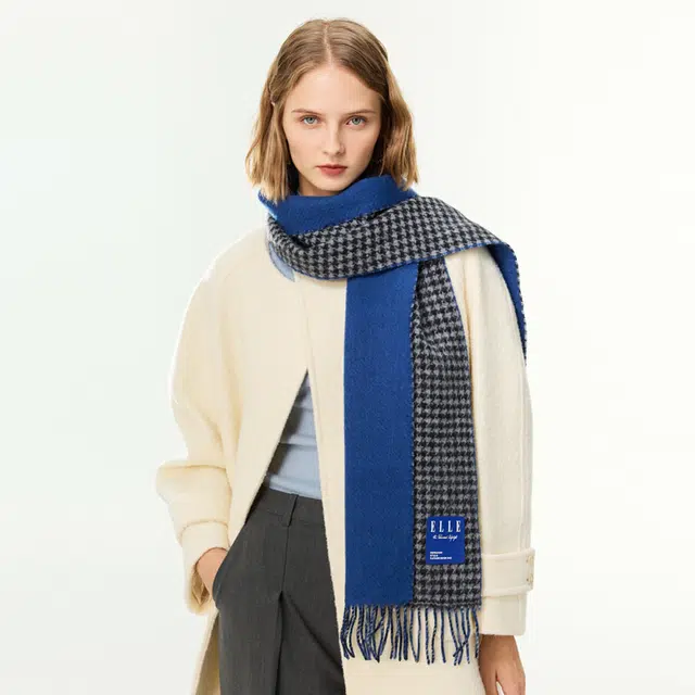 ELLE Wool Houndstooth Reversible Scarf