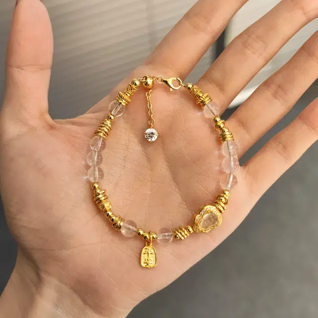 金杰福 水沫玉葫芦盘缠小众百搭精致#好运天然 白水晶 手串 女款