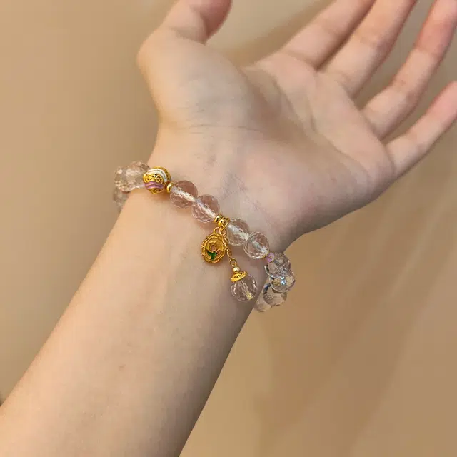 金杰福 蜂窝纹四叶草手饰天然 紫水晶 手串 女款
