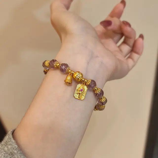 金杰福 紫菱映月小众精致高级#好运天然 紫水晶 手串 女款