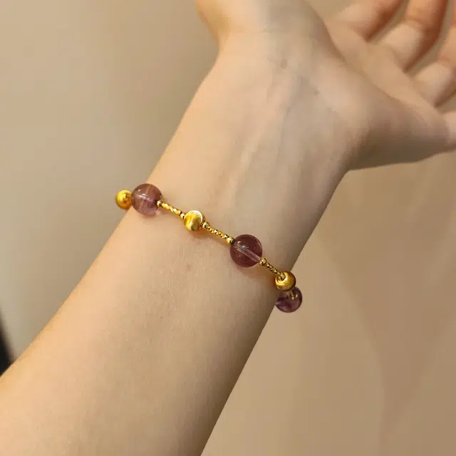 金杰福 满天星天然 紫水晶 猫眼珠小众设计百搭手链 女款
