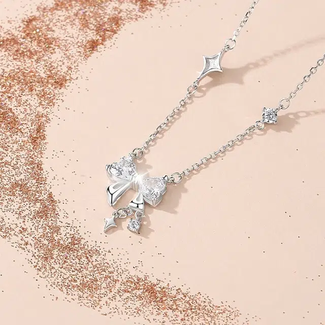金杰福 甜美蝴蝶结流苏吊坠 精致轻奢优雅小众高级感锁骨链 项链 女款