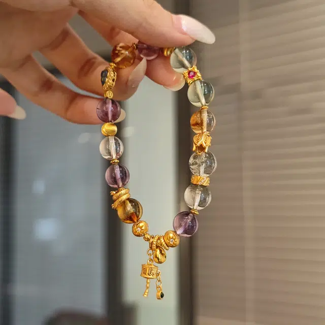 金杰福 小众精致气质五彩多宝#好运天然 多色水晶 手串 男女同款情侣款
