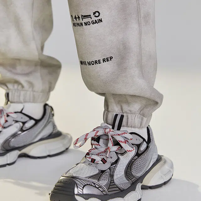 Muscle Dog Retro Tie-Dye Joggers White Grey