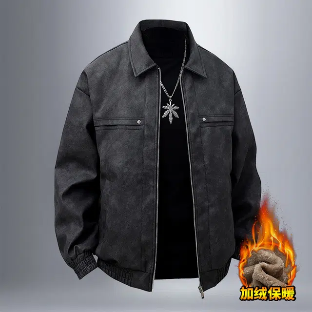 雅鹿 轻奢商务休闲时尚简约行政中年稳重百搭加绒保暖商务保暖夹克外套 男女同款