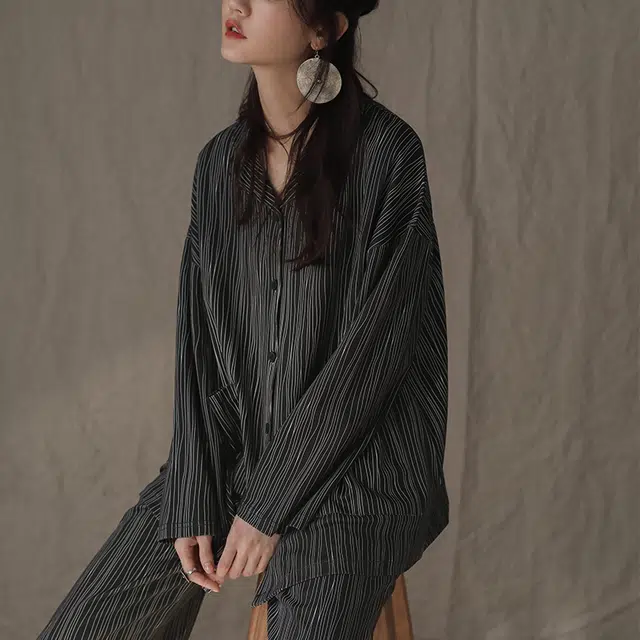 同语 情侣睡衣女春秋季纯棉薄款家居服男女全棉休闲韩版可外出套装 家居套装 情侣款 深灰色