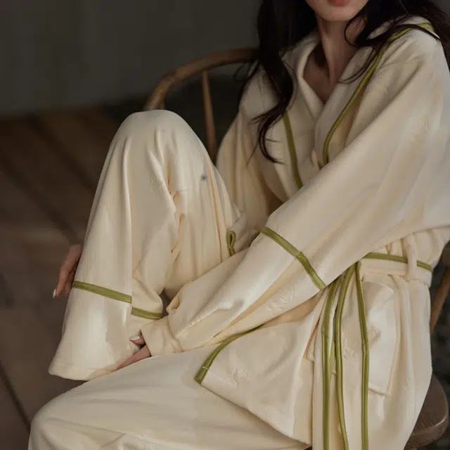 同语 睡衣女秋冬季海岛绒长袖加厚套装女士可外穿珊瑚绒家居服冬天内衣 女款 橘白色
