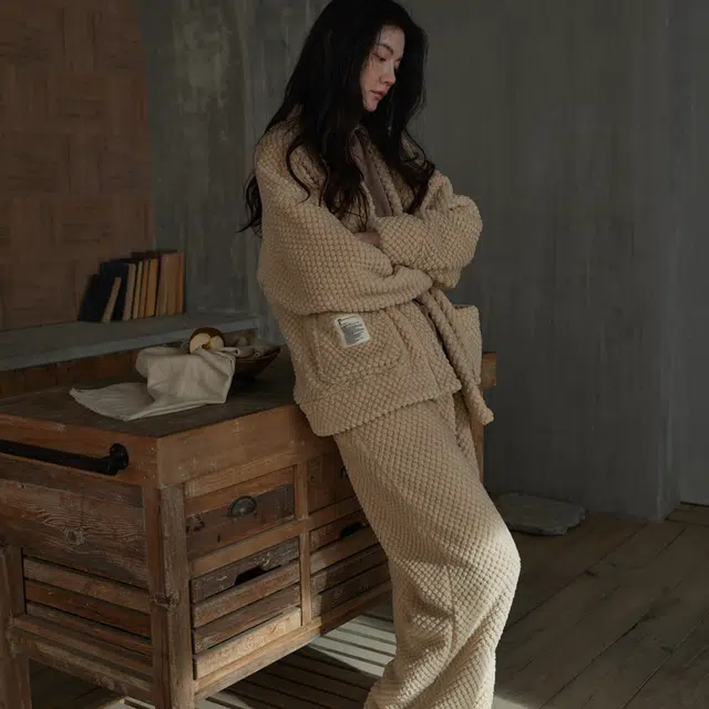 同语 秋冬季睡衣女珊瑚绒加厚加绒款套装女士可外穿冬天长袖家居服 家居套装 女款 浅驼色
