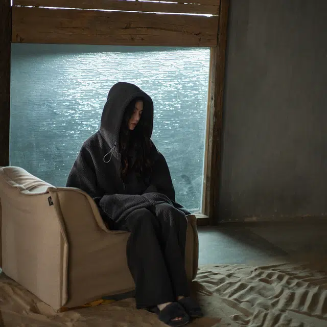 同语 秋冬季睡衣女珊瑚绒加厚连帽款套装女士可外穿加绒家居服冬天 家居套装 女款 黛灰色