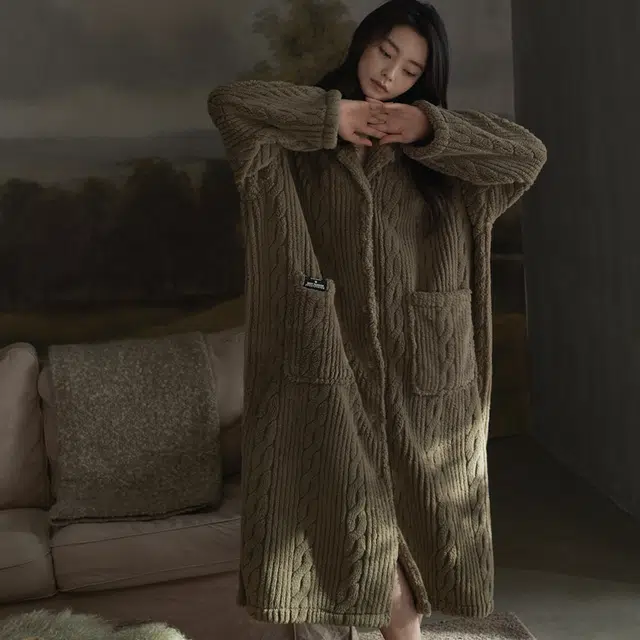 同语 睡衣女珊瑚绒秋冬季女士睡裙可外穿家居服加厚冬天 家居连衣裙 女款 棕色