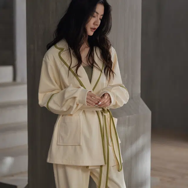 同语 睡衣女秋冬季海岛绒长袖加厚套装女士可外穿珊瑚绒家居服冬天内衣 女款 橘白色