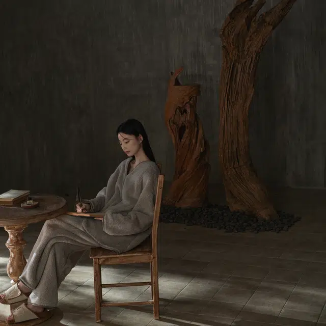 同语 睡衣珊瑚绒秋冬季家居服女士冬天休闲可外穿加厚款套装 家居套装 女款 薄墨灰