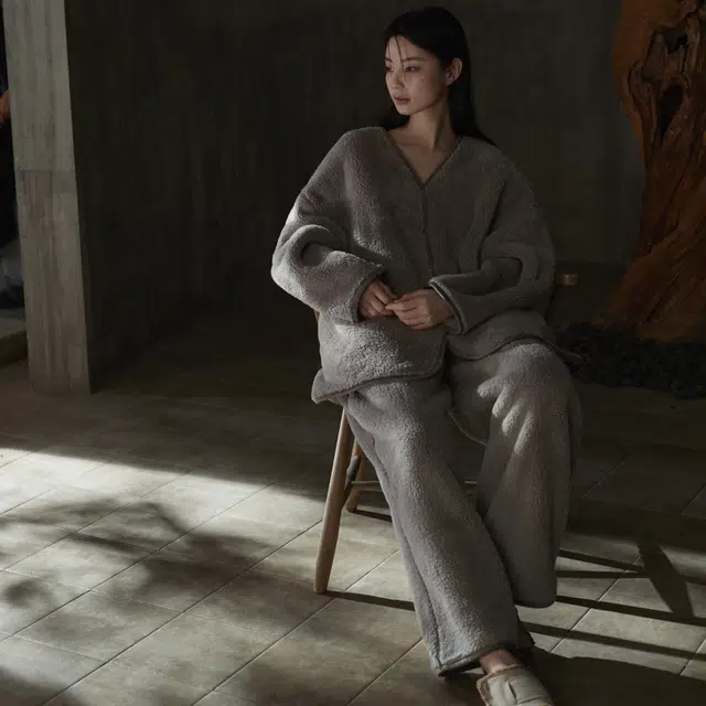 同语 睡衣珊瑚绒秋冬季家居服女士冬天休闲可外穿加厚款套装 家居套装 女款 薄墨灰
