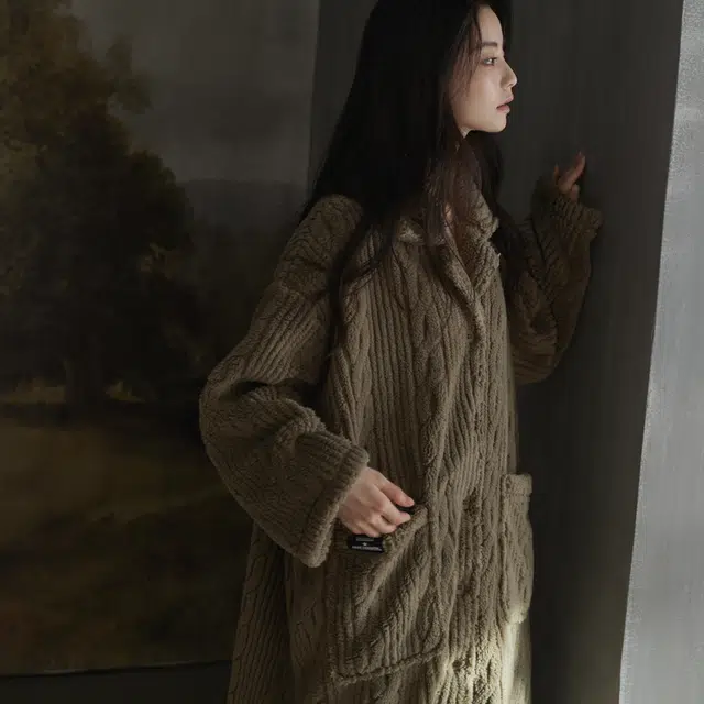 同语 睡衣女珊瑚绒秋冬季女士睡裙可外穿家居服加厚冬天 家居连衣裙 女款 棕色