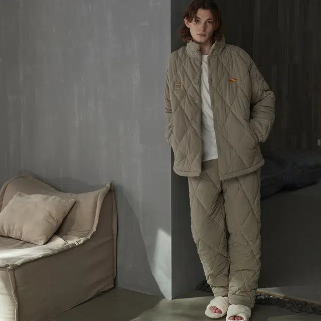 同语 寒冬保暖服 × 三层夹棉 睡衣三层夹棉珊瑚绒加厚冬季套装加绒可外穿男士家居服 家居套装 男款 青玉案