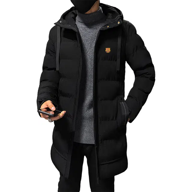 巴塞罗那足球俱乐部 简约春秋冬棉服男生东北方加肥加大外套中长款面包服棉衣 男女同款