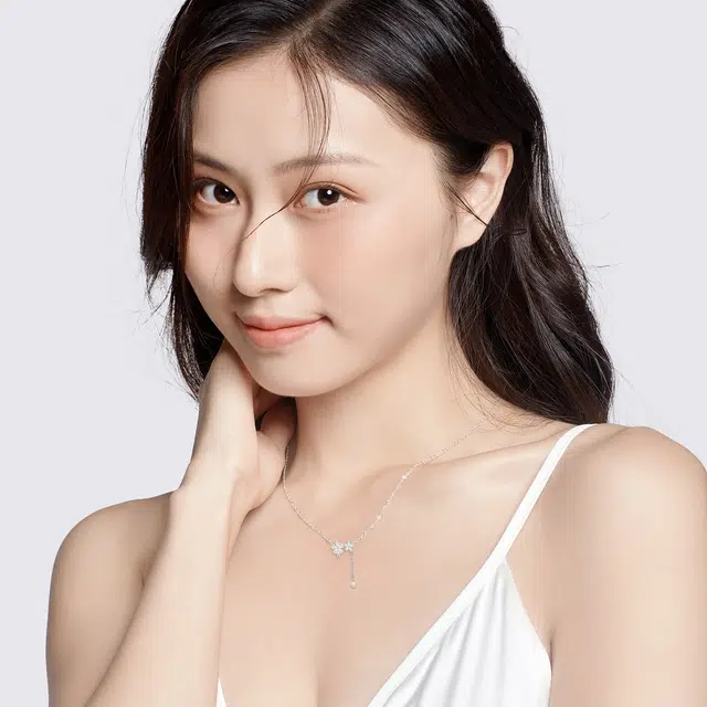 钻石小鸟 樱花少女锁骨链 韩系甜美清冷氛围感 小众轻奢设计高级感 颈链 足银 项链 女款