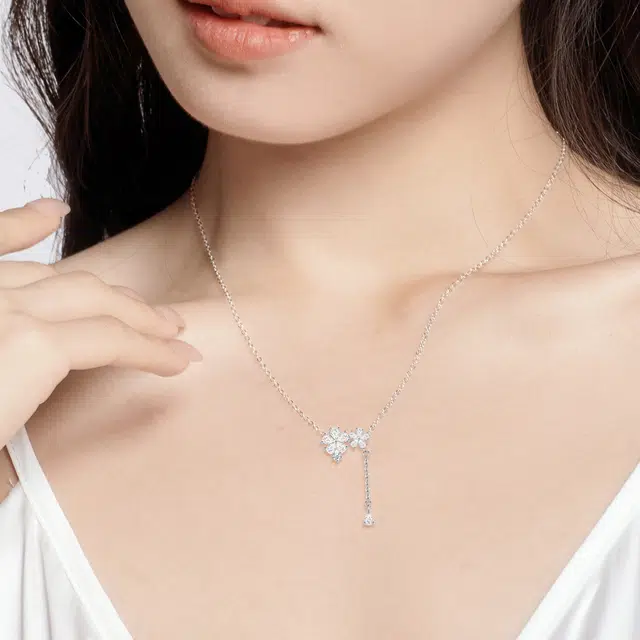 钻石小鸟 樱花少女锁骨链 韩系甜美清冷氛围感 小众轻奢设计高级感 颈链 足银 项链 女款