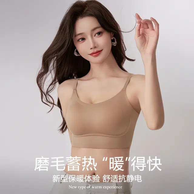 新世家族 磨毛无痕无钢圈美背聚拢收副乳防下垂保暖背心式文胸 女款 组合款