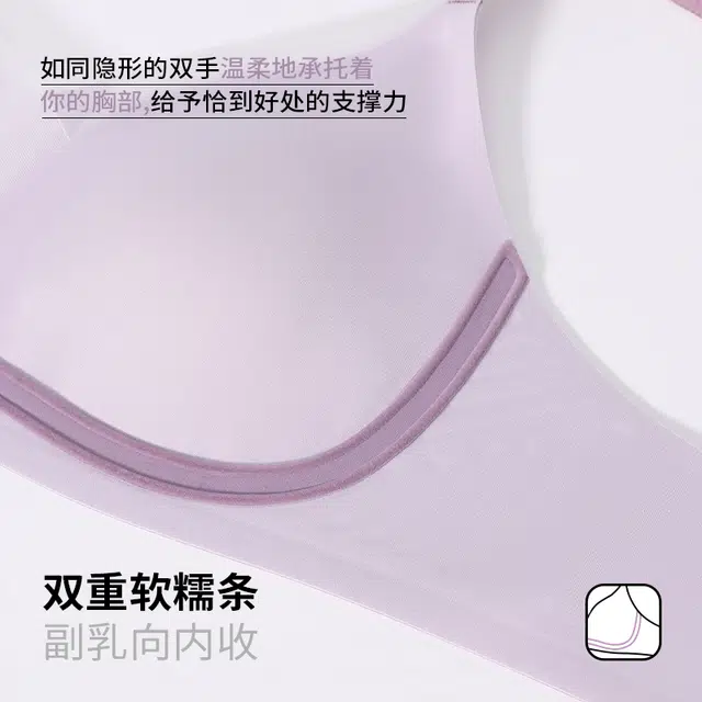 新世家族 舒适无痕贴合高弹不勒无钢圈软支撑力网纱侧收副乳肩带可调节防滑防下垂文胸 女款 组合装