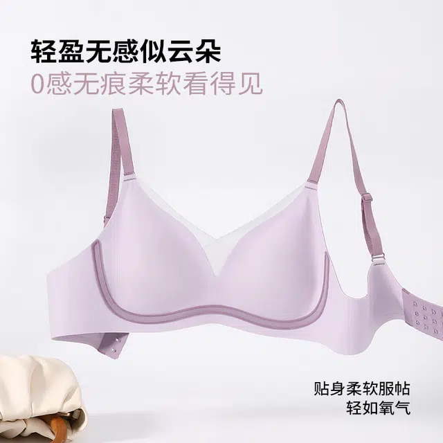 新世家族 舒适无痕贴合高弹不勒无钢圈软支撑力网纱侧收副乳肩带可调节防滑防下垂文胸 女款 组合装