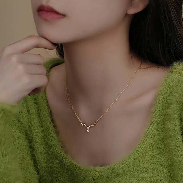 CMFY Deer Antler Pendant Necklace S925 Silver
