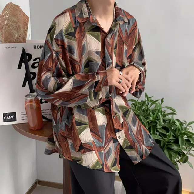 拾个壹先生 美式高街复古高级感早春潮流百搭长袖纽扣开衫衬衣衬衫 男女同款