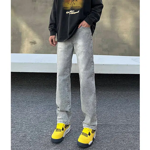 单爵 美式复古高街风多风格融合休闲百搭裤子牛仔裤 男女同款