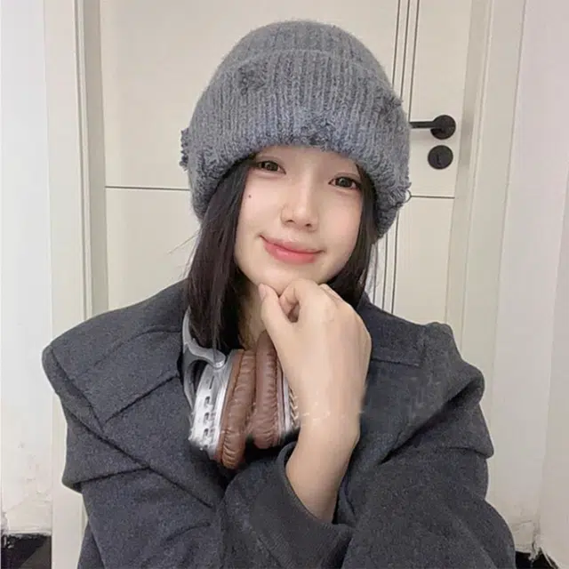 雅鹿优选 文艺风纯色破洞毛线帽男女情侣款街头针织帽秋冬保暖套头冷帽绒线帽 腈纶 绒线帽 男女同款情侣款