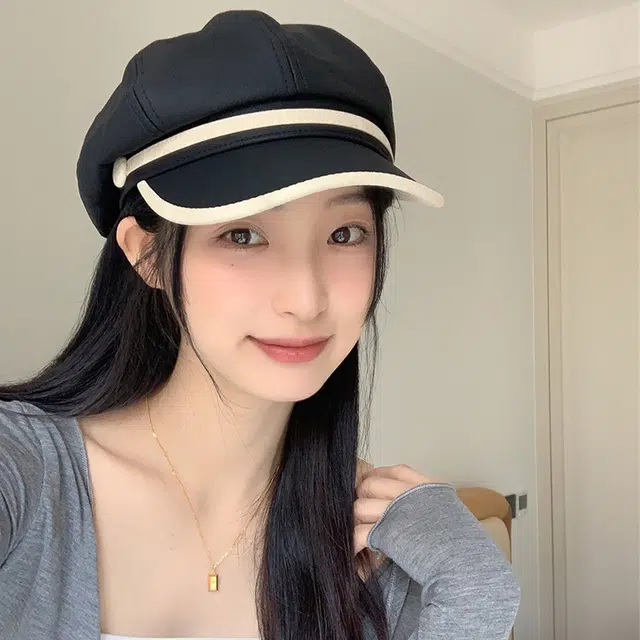 雅鹿优选 时尚复古皮质八角帽女生显脸小美拉德简约报童帽百搭贝雷帽 涤纶 贝雷帽 女款